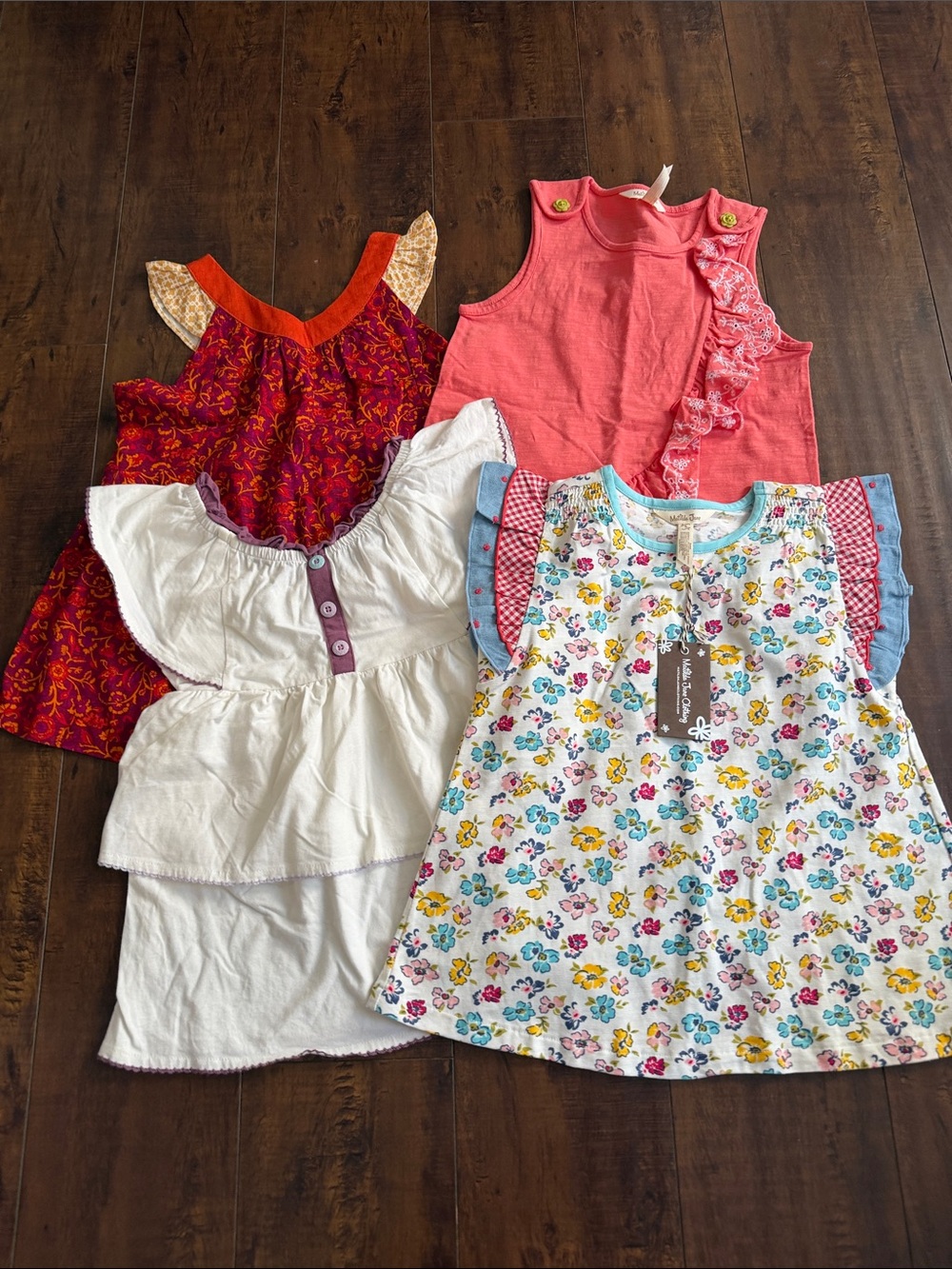 Matilda Jane White Floral Ruffle Tank with Multicolor Flowers